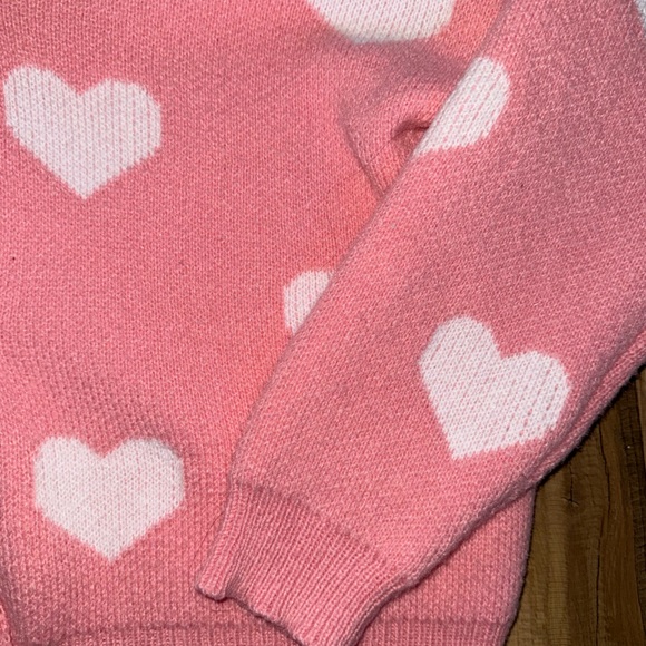 Cozy Pink Heart Patterned Women's Sweater - Picture 3 of 6